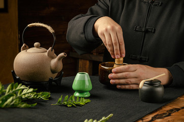 traditional matcha tea preparation