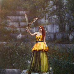  Tale of a girl with an owl in a mystical forest