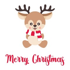 cartoon cute deer with scarf and text sitting vector