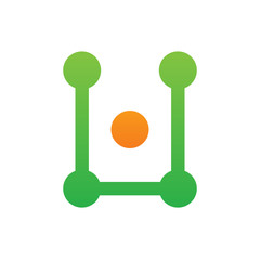 Inital U letter minmalist logo, digital technology concept, connect dots symbol