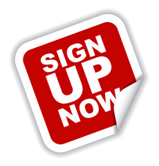 red vector banner sign up now