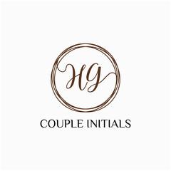 Letter HG logo template. Creative fashion logo design, couple letter , beauty icon. Initial handwriting or handwritten logo for identity. Logo with hand drawn style. wedding concept -vector