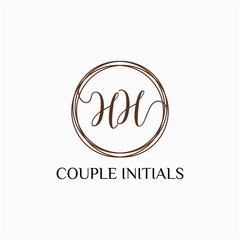 Letter HH logo template. Creative fashion logo design, couple letter , beauty icon. Initial handwriting or handwritten logo for identity. Logo with hand drawn style. wedding concept -vector