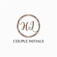 Letter HI logo template. Creative fashion logo design, couple letter , beauty icon. Initial handwriting or handwritten logo for identity. Logo with hand drawn style. wedding concept -vector