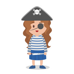 Little girl standing in halloween pirate costume