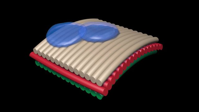 Water drops collide with Waterproof layered surface , nanomaterials , nano tech. 3d animation .