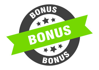 bonus sign. bonus black-green round ribbon sticker