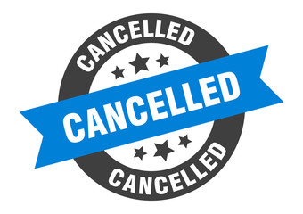 Fototapeta premium cancelled sign. cancelled blue-black round ribbon sticker