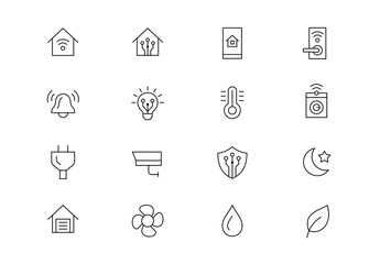 Smart home thin line vector icons. Editable stroke
