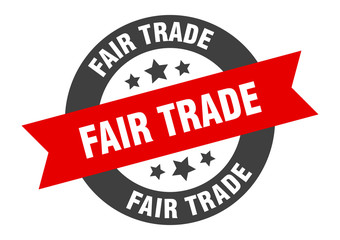 fair trade sign. fair trade black-red round ribbon sticker