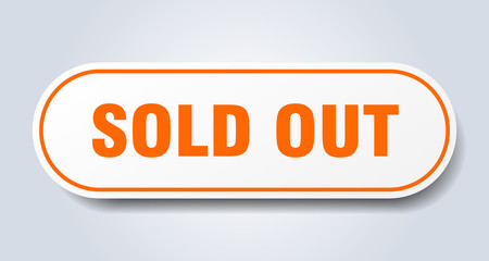 sold out sign. sold out rounded orange sticker. sold out