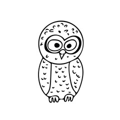 forest animals owl hand drawn element. Scandinavian style simple liner.