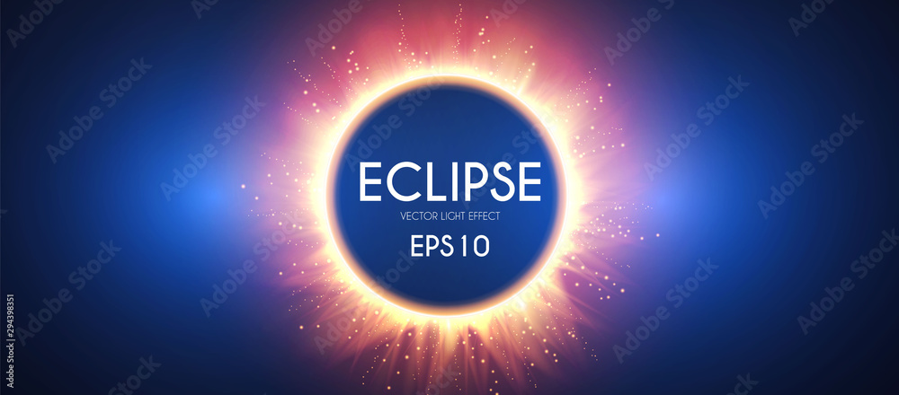 Canvas Prints sun eclipse. fire light effect. shining circle banner.