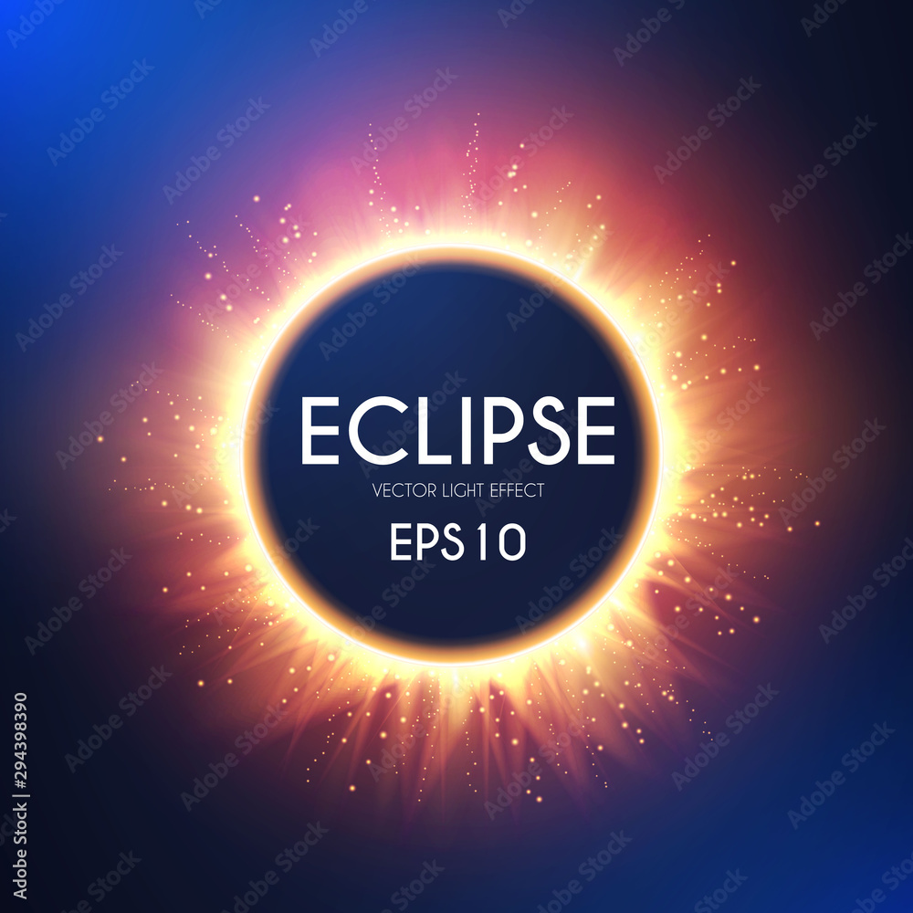 Canvas Prints sun eclipse. fire light effect. shining circle banner.