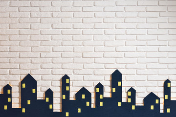 Decorations of the children's room for the New Year or Christmas, the silhouette of the city on a...