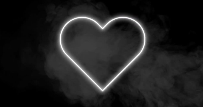 Heart neon sign with smoke 4k