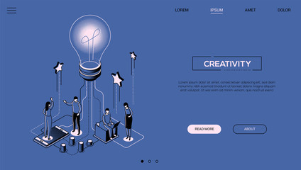 Creativity - line design style isometric web banner