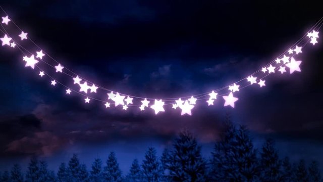 String of fairy lights at night