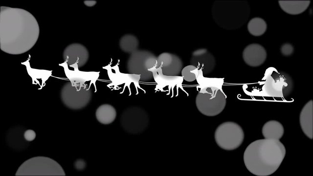 Santa Claus in sleigh pulled by reindeers