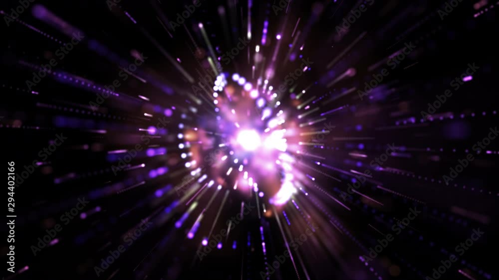 Poster abstract background moving pass through the particle and lighting effect dark and grain process