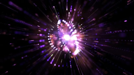 Abstract background moving pass through the particle and lighting effect dark and grain process