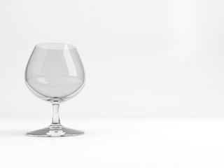 Empty standard brandy balloon glass, 3d