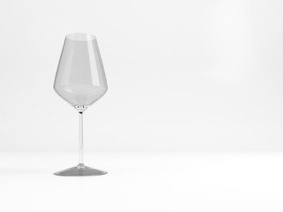 Empty white wine glass, 3d render