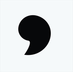 A black comma on a white background