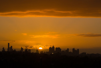 Fototapeta na wymiar Sunset Melbourne city skyline