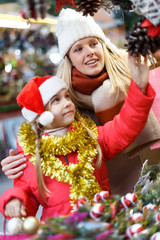 Family shopping on Christmas market