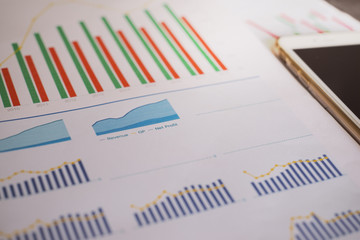 close up fundamental analysis report on work desk