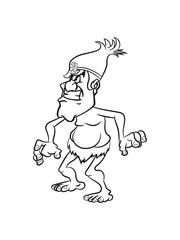 troll witzig cartoon wütend grimmig märchen wald fabeln sagen fantasy einfarbig