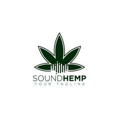 logo sound hemp, cannabis leaf with sound effect under vector