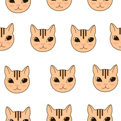 Cute cat seamless pattern. Cartoon illustration for restourant, menu, shop, decoration, textile, print, icons, cartoon. Vector element