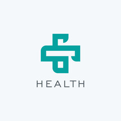 Cross plus medical health logo design icon vector template