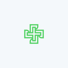 Cross plus medical health logo design icon vector template
