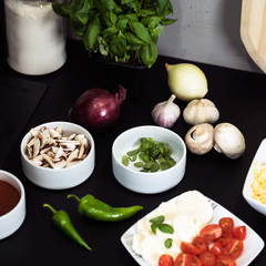 ingredients for a homemade pizza