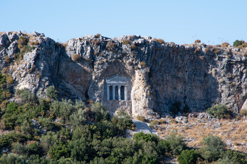 Fototapeta na wymiar Sirince rock tombs. historical ruin.