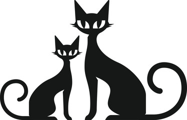 elegante sagoma vettoriale stilizzata di gatti neri