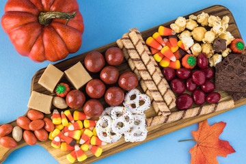 Halloween candy charcuterie board.