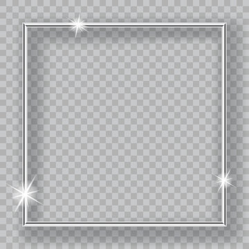 Silver frame. Vector graphic element on transparent background. Useful for christmas and holiday backgrounds
