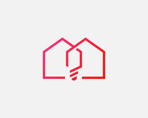 House bulb logo icon design abstract modern minimal style illustration. Home creative vector emblem sign symbol mark logotype