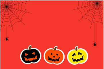 Halloween orange background with pumpkins,spider web.illustration