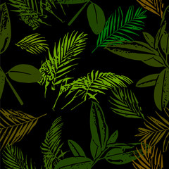 Naklejka na ściany i meble Tropical jungle palm leaves seamless pattern, vector background