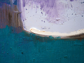 Hand draw oil painting blue and white abstract background and texture.