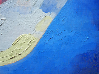 Hand draw oil painting blue and white abstract background and texture.