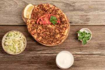 Traditional Turkish pizza that is made of ground beef and onion