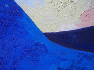 Hand draw oil painting blue and white abstract background and texture.