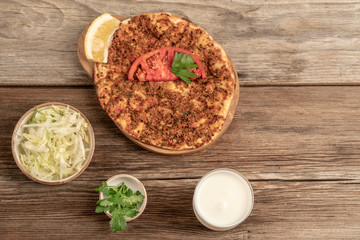 Traditional Turkish pizza that is made of ground beef and onion