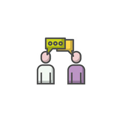 A couple business man chat filled line icon